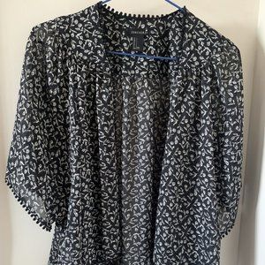 flower printed black kimono